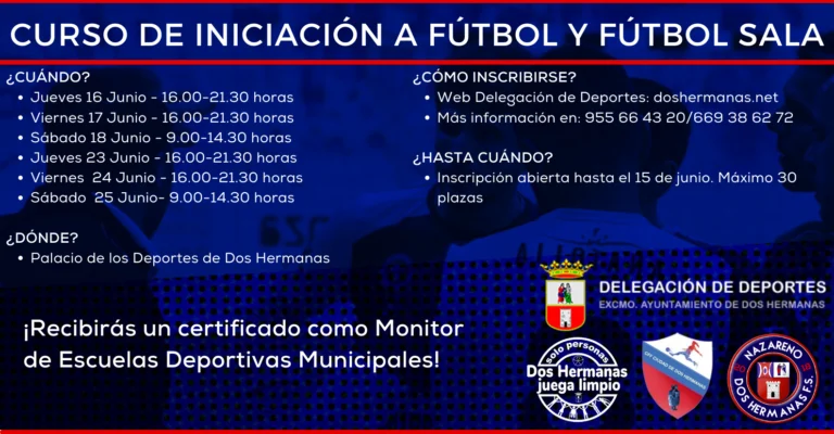 El próximo 16 de junio arranca el Curso de Monitor de Fútbol y Fútbol Sala
